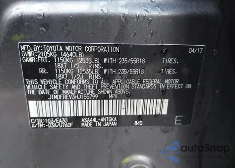 2017 Toyota Rav4 Limited from USA, damaged, VIN JTMDFREV3HJ155799
